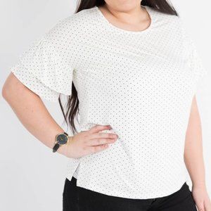 Agnes & Dora Frill Sleeve Top BW Polka Dot NWT